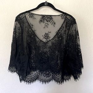 Oyosho Black Lace V-Neck Top